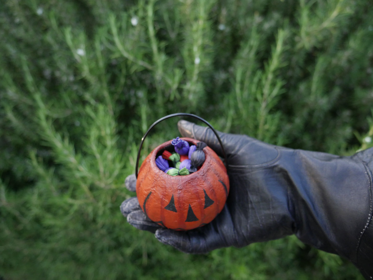 Jack-o-Lantern Corn husk Mache Trick or Treat Pail MADE TO ORDER