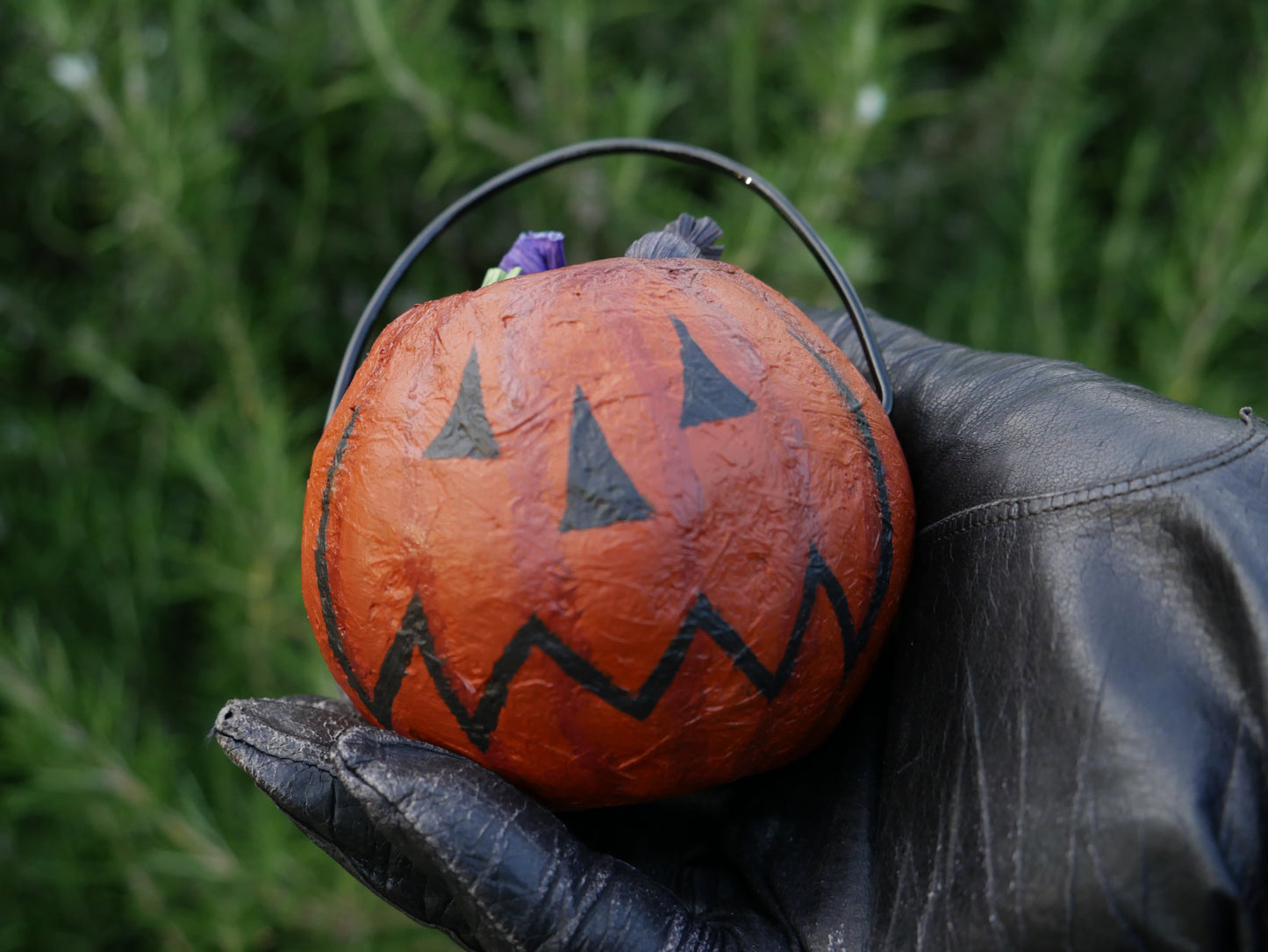 Jack-o-Lantern Corn husk Mache Trick or Treat Pail MADE TO ORDER