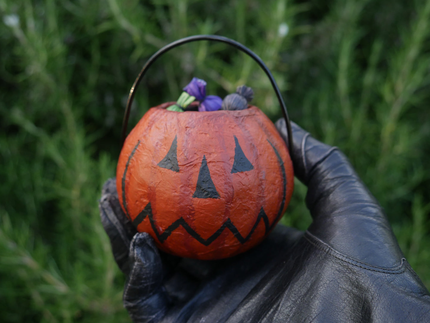 Jack-o-Lantern Corn husk Mache Trick or Treat Pail MADE TO ORDER