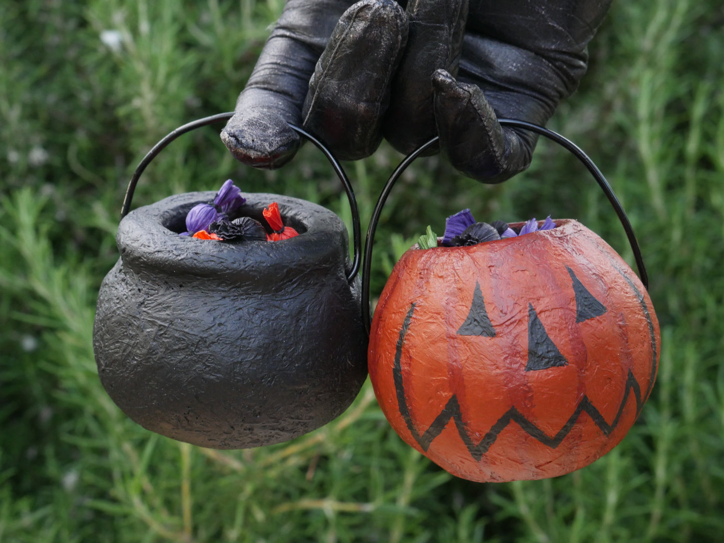 Cauldron Corn husk Mache Trick or Treat Pail MADE TO ORDER