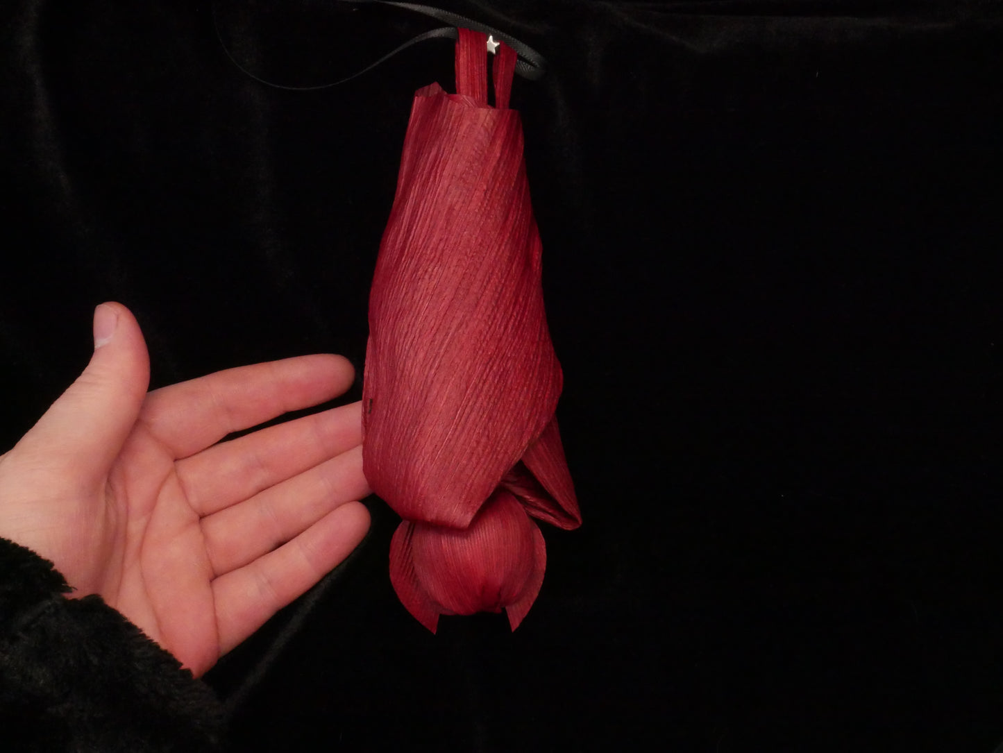 RED corn husk bat doll