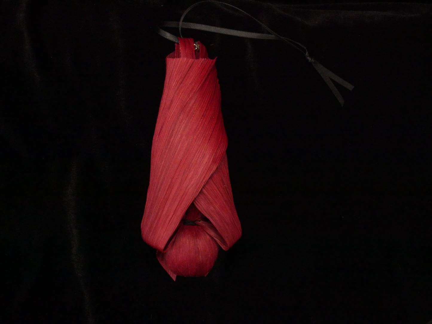 RED corn husk bat doll