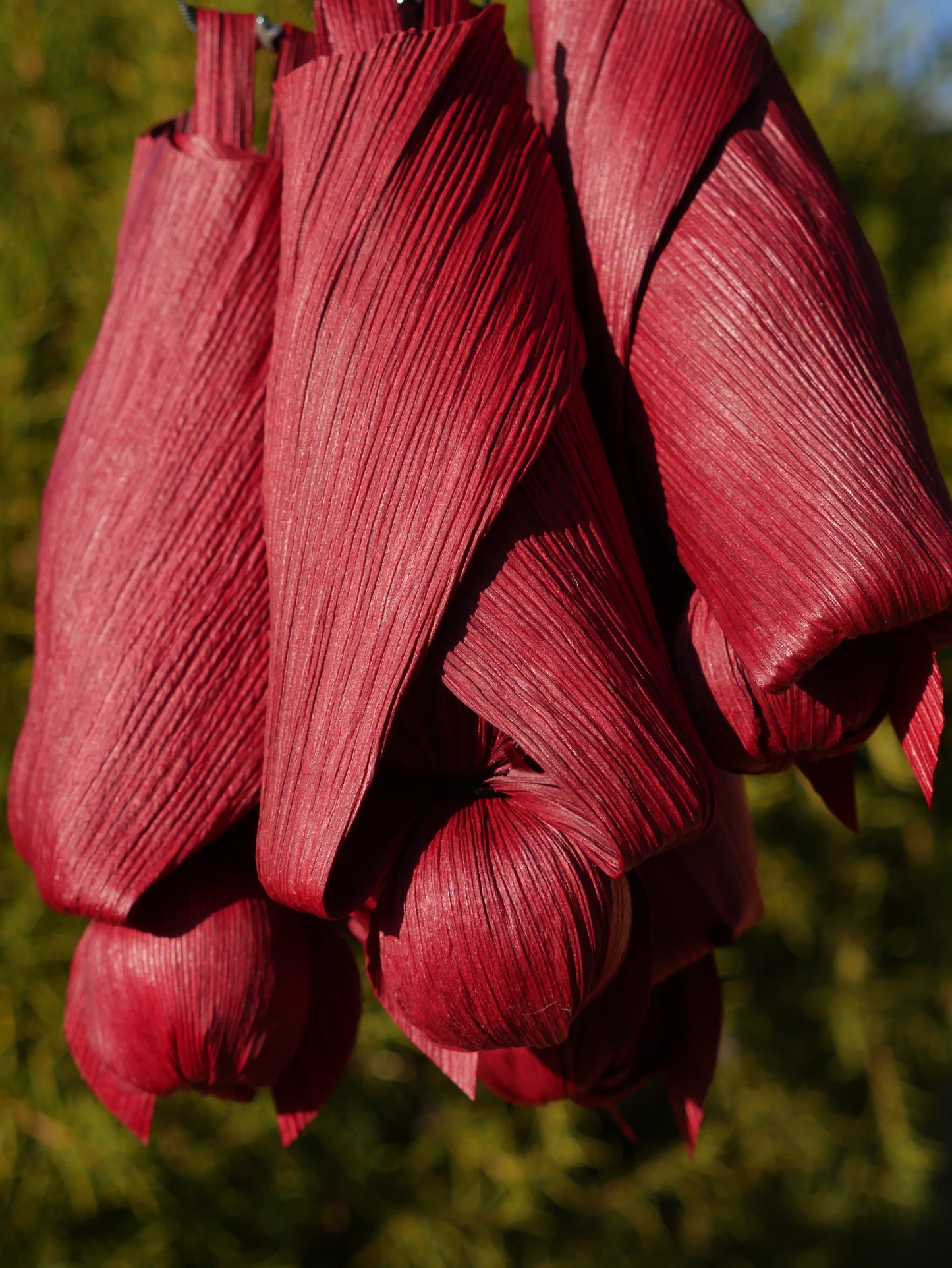 RED corn husk bat doll