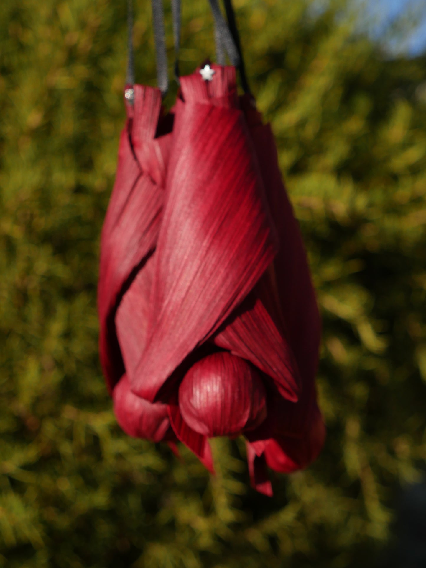 RED medium corn husk doll