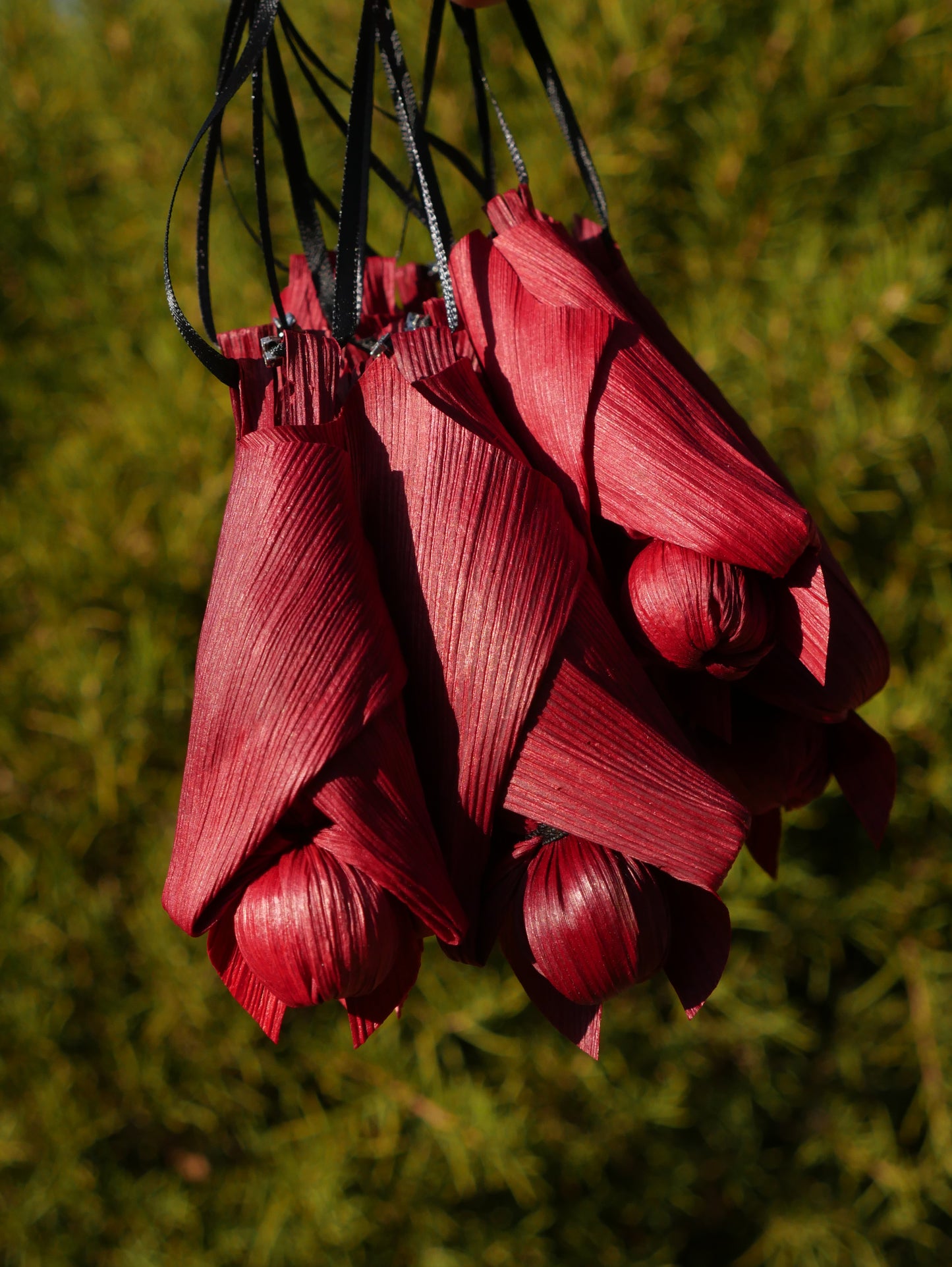 RED BABY corn husk bat doll