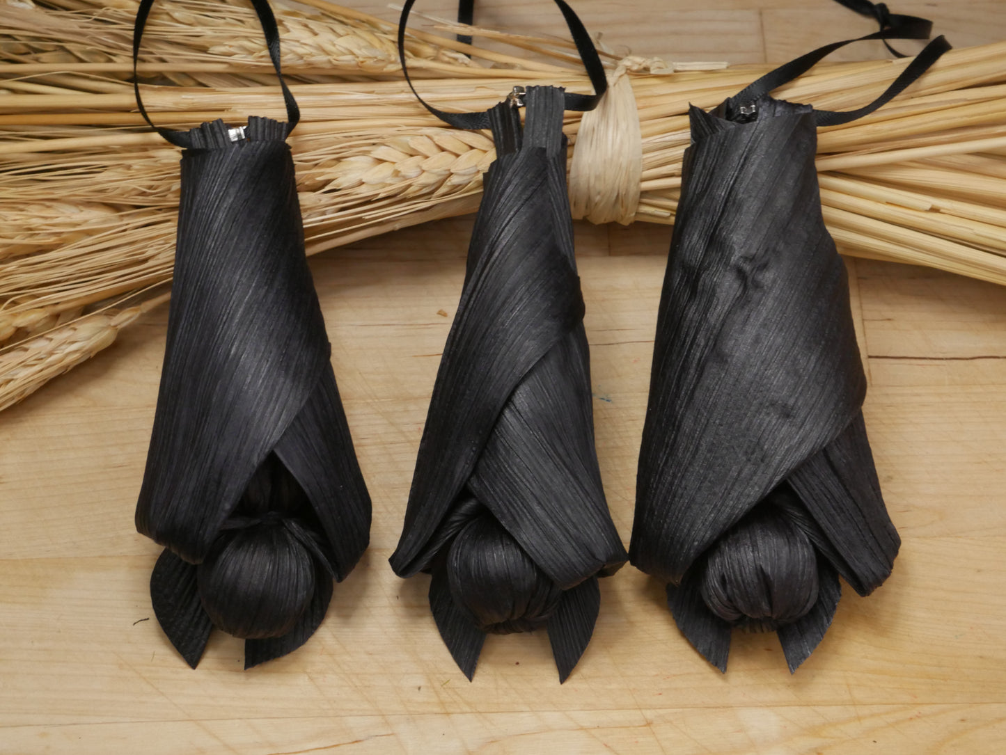 Black BABY corn husk bat doll