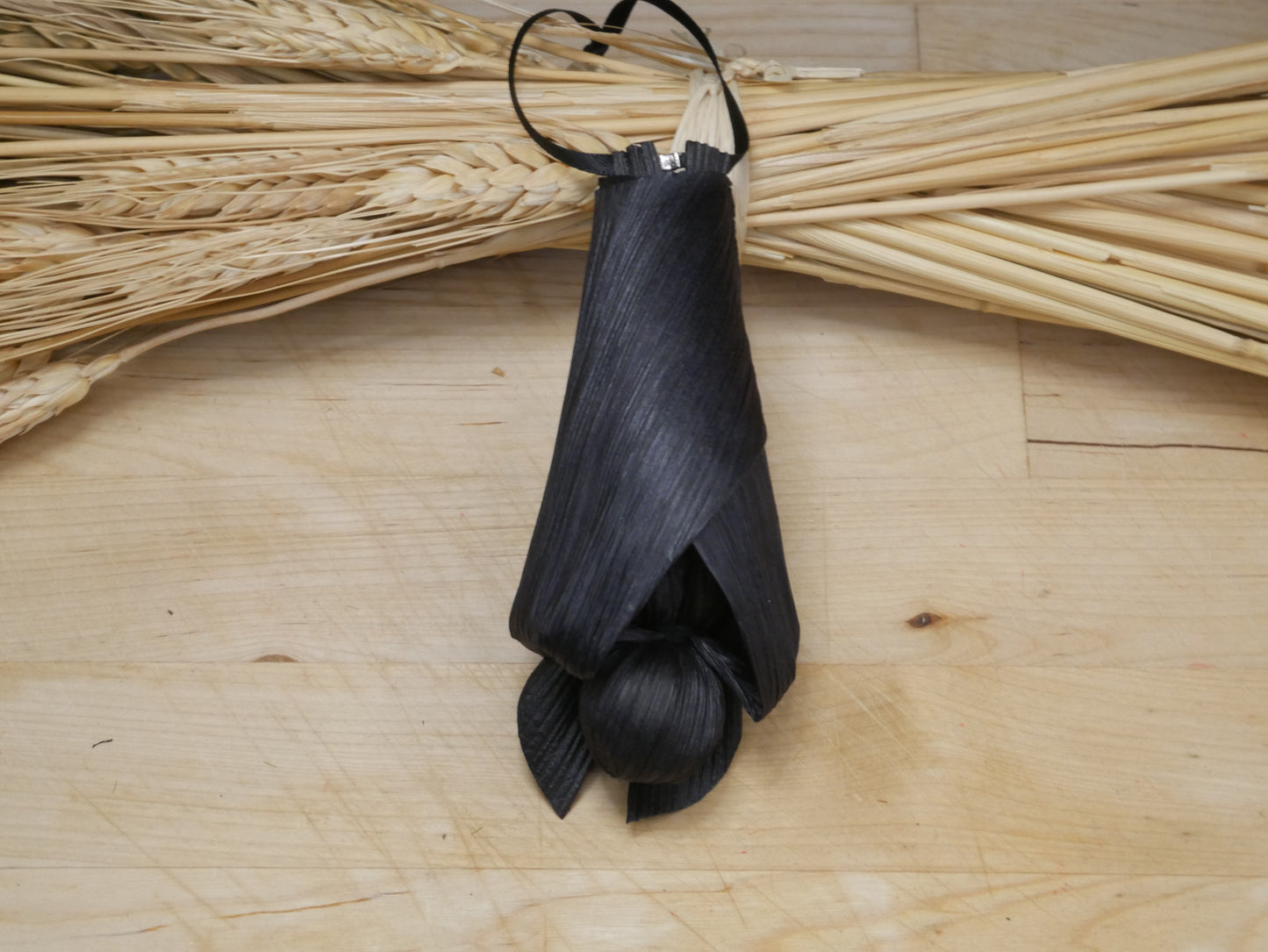 Black BABY corn husk bat doll