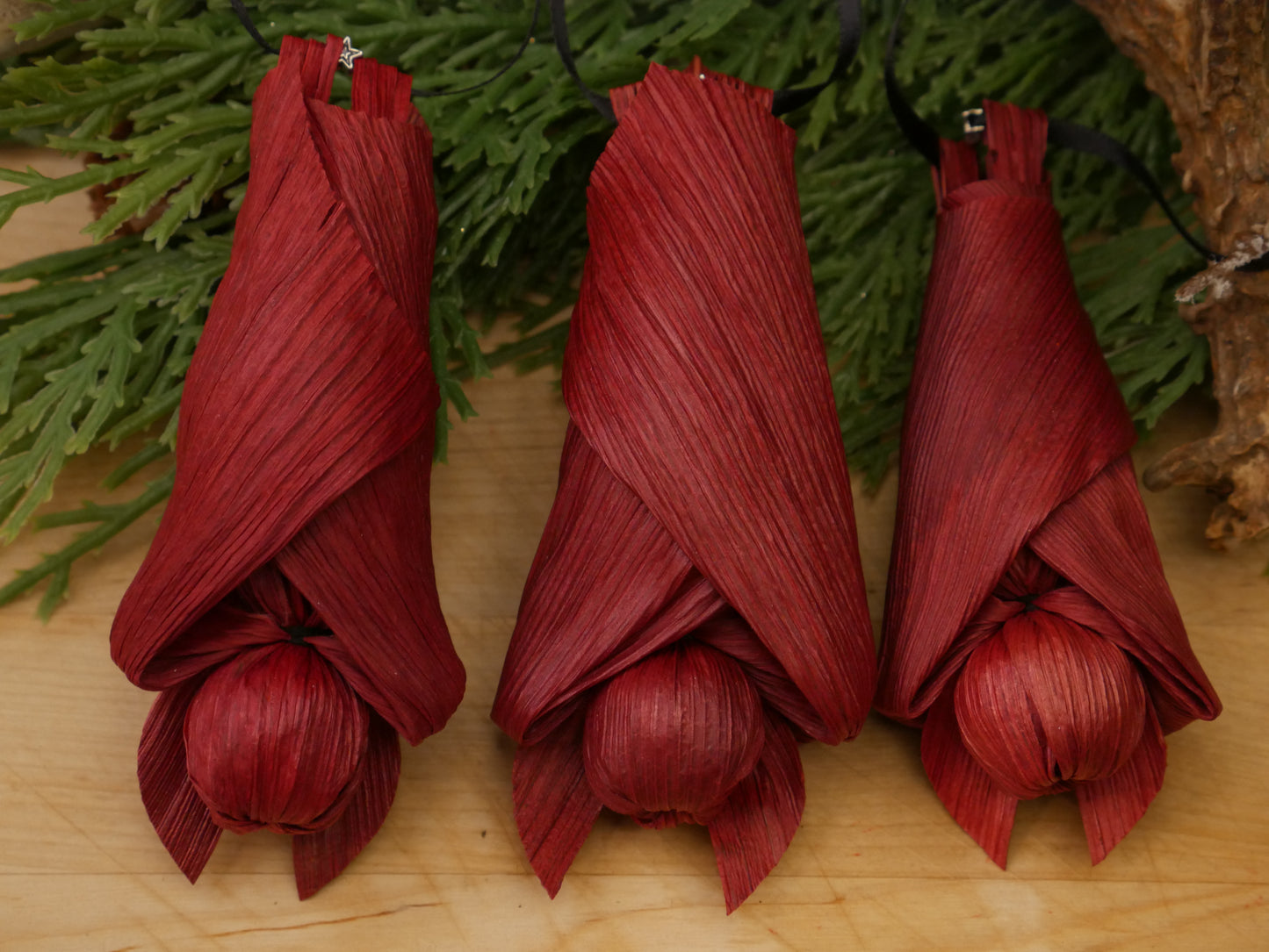 RED BABY corn husk bat doll