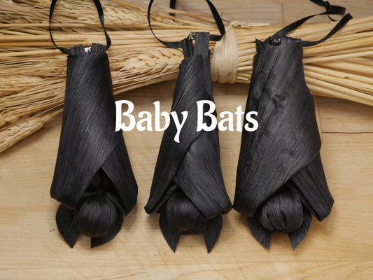 Black BABY corn husk bat doll