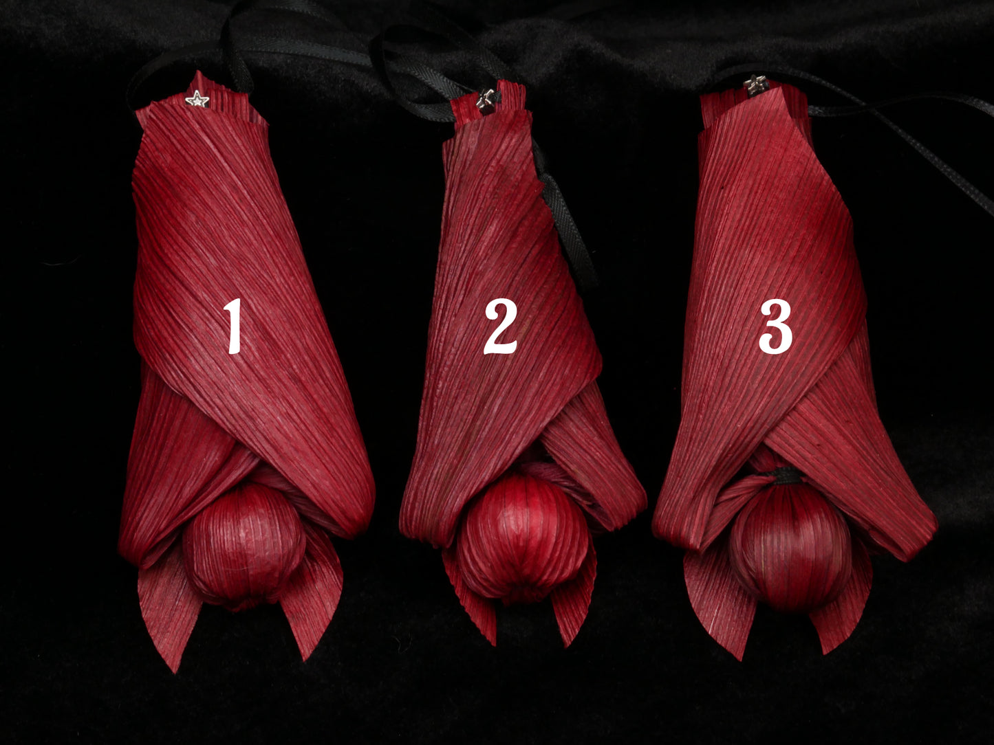 RED BABY corn husk bat doll