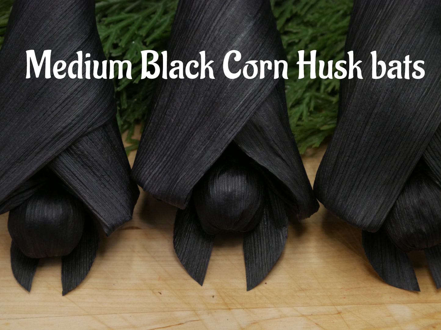 Black MEDIUM corn husk bat doll