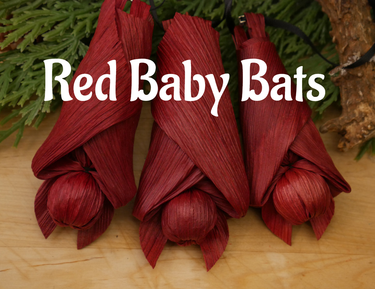 RED BABY corn husk bat doll