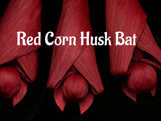 RED corn husk bat doll